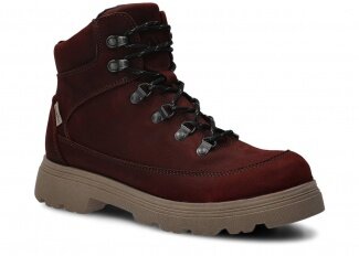 Trzewik trekkingowy NAGABA 287 bordo crazy skórzany