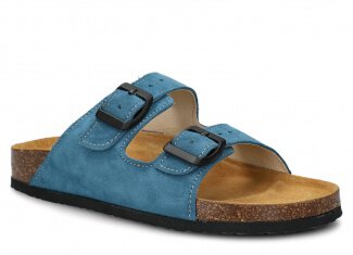 Klapki profilowane - NAGABA 0172 jeans welur skórzany r. 36-46