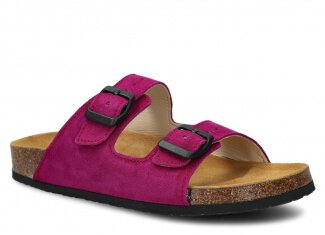 Klapki profilowane - NAGABA 0172 purpurowy welur skórzany r. 36-46