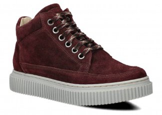 Trzewik NAGABA 6101 bordo welur wax skórzany