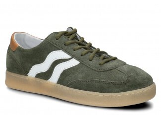 Półbut damski NAGABA 129 khaki welur skórzany