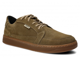 Szeroki półbut męski NAGABA 480 oliwka welur skórzany