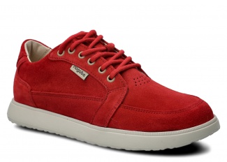 Szeroki półbut damski NAGABA 626 czerwony welur skórzany