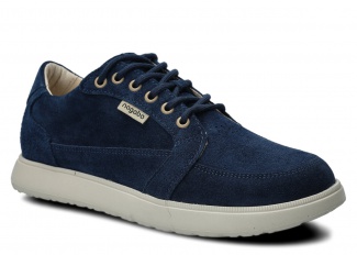 Szeroki półbut damski NAGABA 626 granat welur skórzany