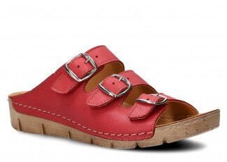 Sandał damski NAGABA 106<br /> czerwony rustic skórzany