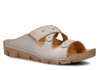 Klapki damskie NAGABA 304<br /> jasny popiel rustic skórzany
