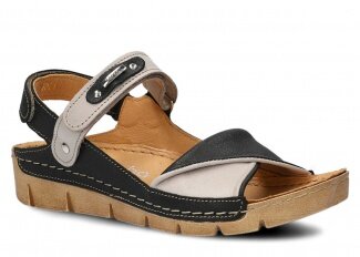 Sandały damskie NAGABA 309<br /> czarny+jasny popiel rustic skórzany
