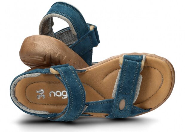 Sandały damskie NAGABA 168 niebieski welur skórzany