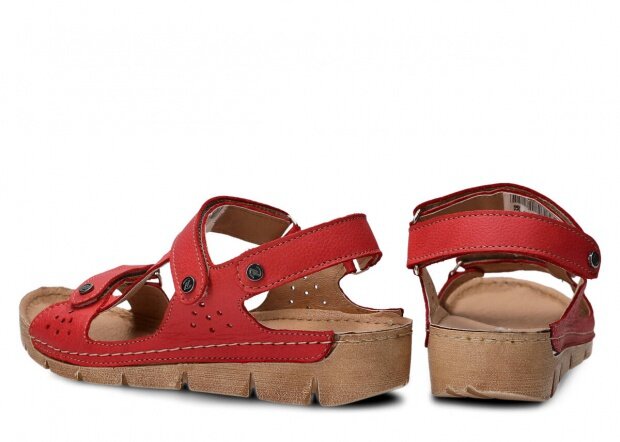 Sandały damskie NAGABA 306 czerwony rustic skórzany