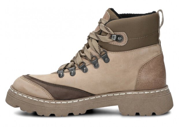 TRZEWIK TREKKINGOWY NAGABA 2851 BEŻ BARKA SKÓRZANY + FILC - 38