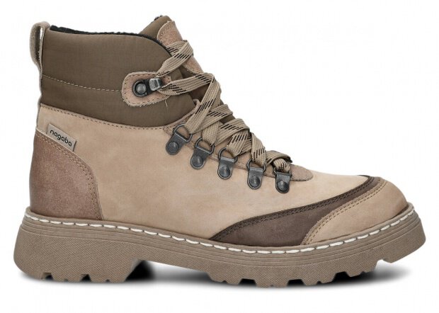 TRZEWIK TREKKINGOWY NAGABA 2851 BEŻ BARKA SKÓRZANY + FILC - 38