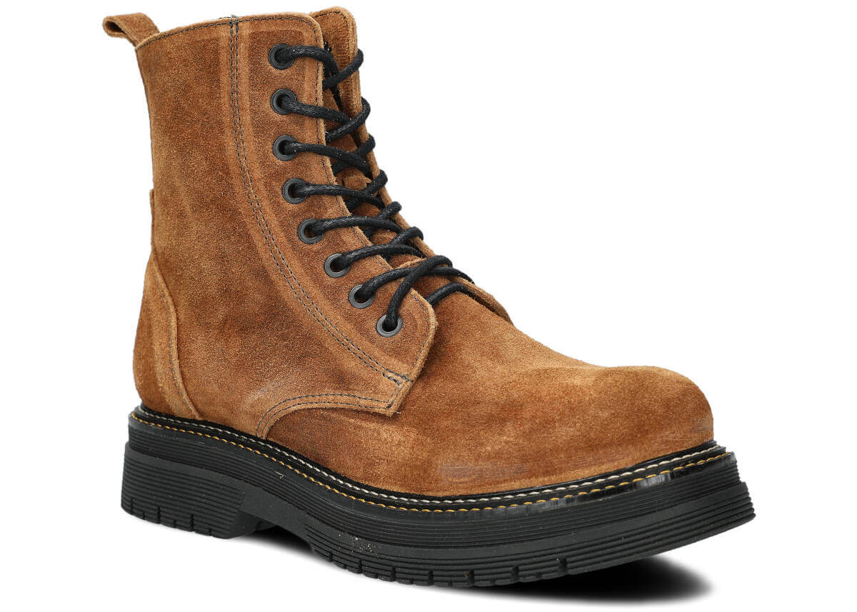 Trzewik damski EVENEMENT EV108 rudy welur wax skórzany