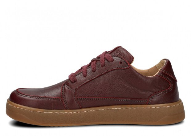 Szeroki półbut damski NAGABA 625 bordo rustic skórzany