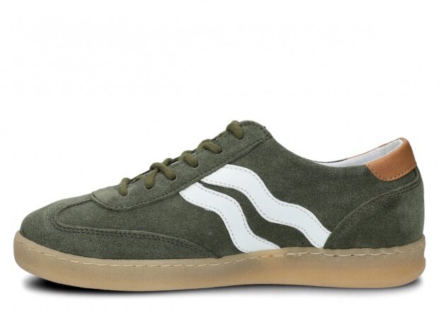 Półbut damski NAGABA 129 khaki welur skórzany