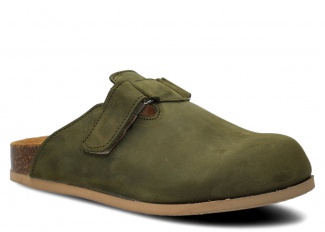 Klapki profilowane NAGABA 018 zgniła zieleń crazy skórzany